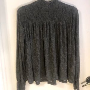 Anthropologie Deletta Gray Lace Top Size Medium